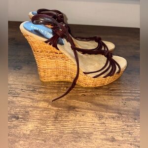 Colin Stuart Brown Strappy Wedge Sandals